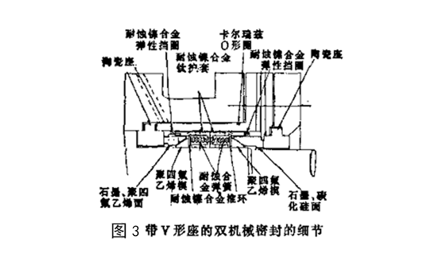 圖3-帶V型座的雙機械密封件的細節(jié)結(jié)構(gòu)圖